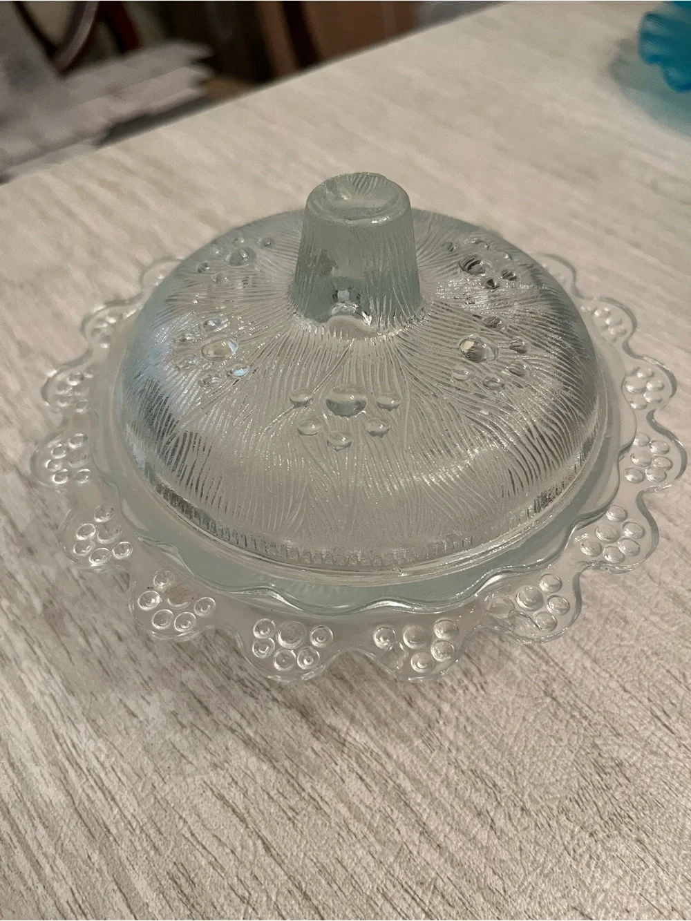 Vintage Clear Glass Butter Dish Fairy Lamp | Ribbed Glass Design